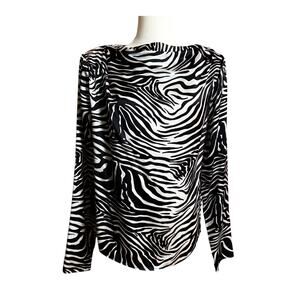 Gauge81 100% Silk Zebra Print Blouse Made in Portugal Size L Luxury Designer Top